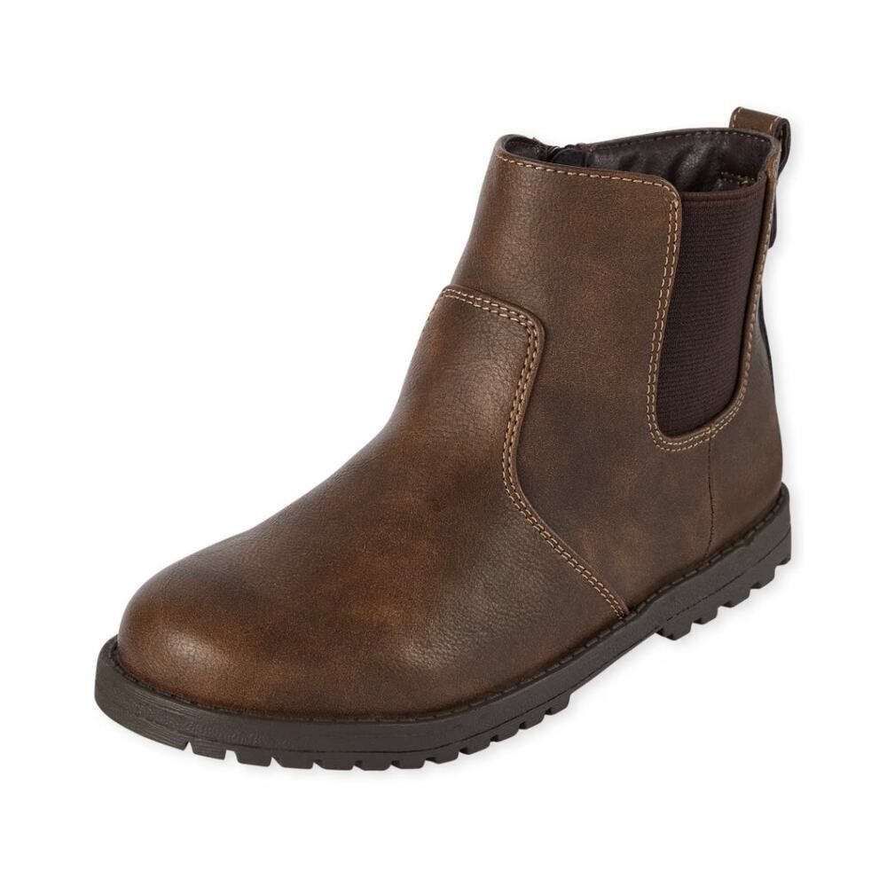 The Children's Place Boys Faux Leather Boots Brown sz 8